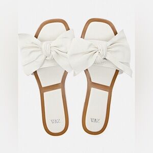 Zara flat sandals with bow